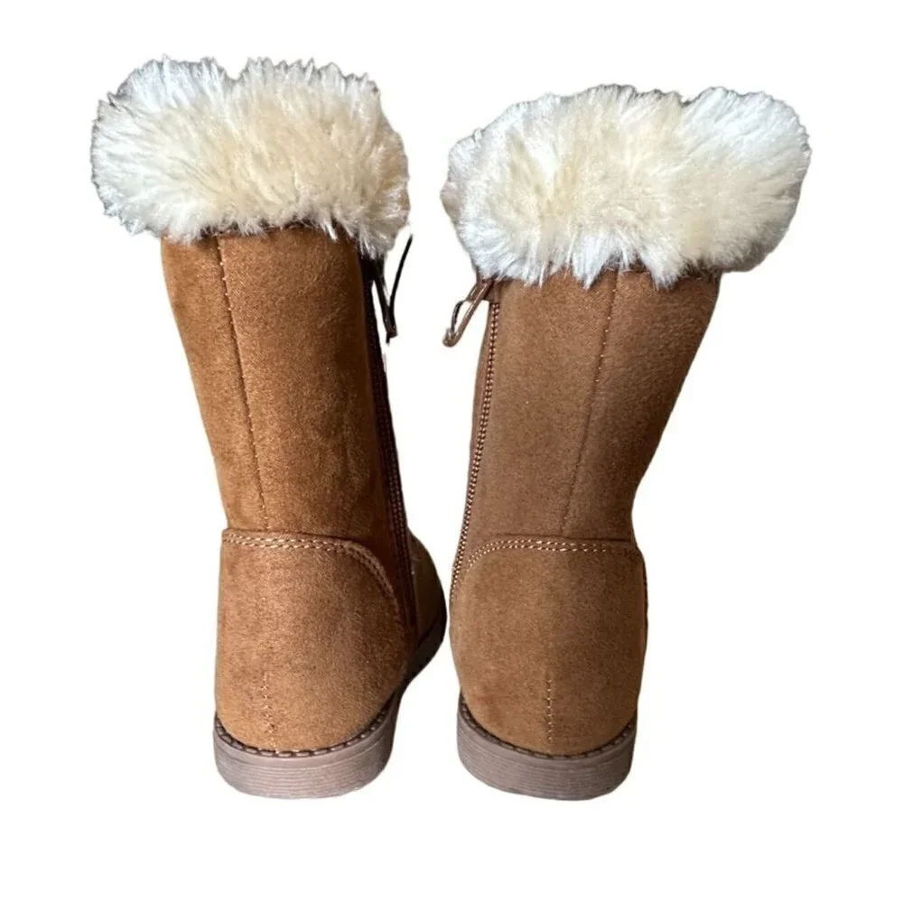 Cat & Jack Shearling Boots Tall Toddler Size 5 Leah Brown Fur Boots New